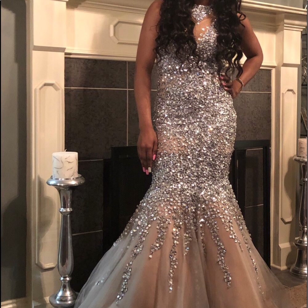 Gorgeous nude and sequin prom dress